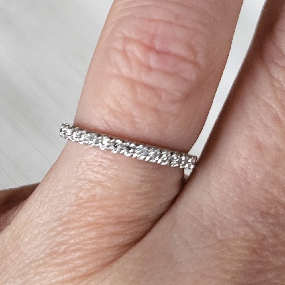 Moissanite Size 6 Half Eternity Band 18k White Gold Plated Sterling Silver - Picture 8 of 9